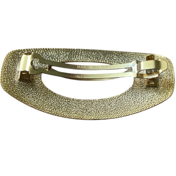 Hair Barrette Brushed Gold tone Clip Barrette Made in France Vintage 80s - Picture 3 of 6